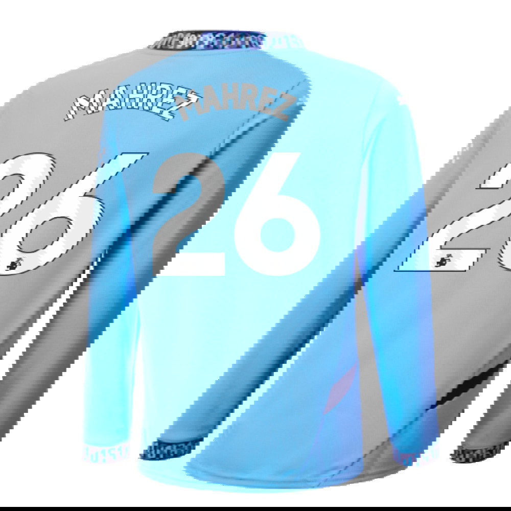 2024-2025 Man City Home Long Sleeve Shirt (Kids) (Mahrez 26)