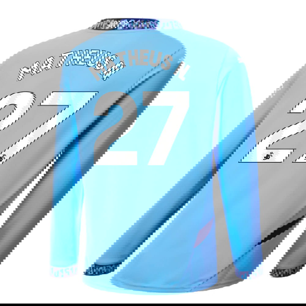 2024-2025 Man City Home Long Sleeve Shirt (Kids) (Matheus N. 27)