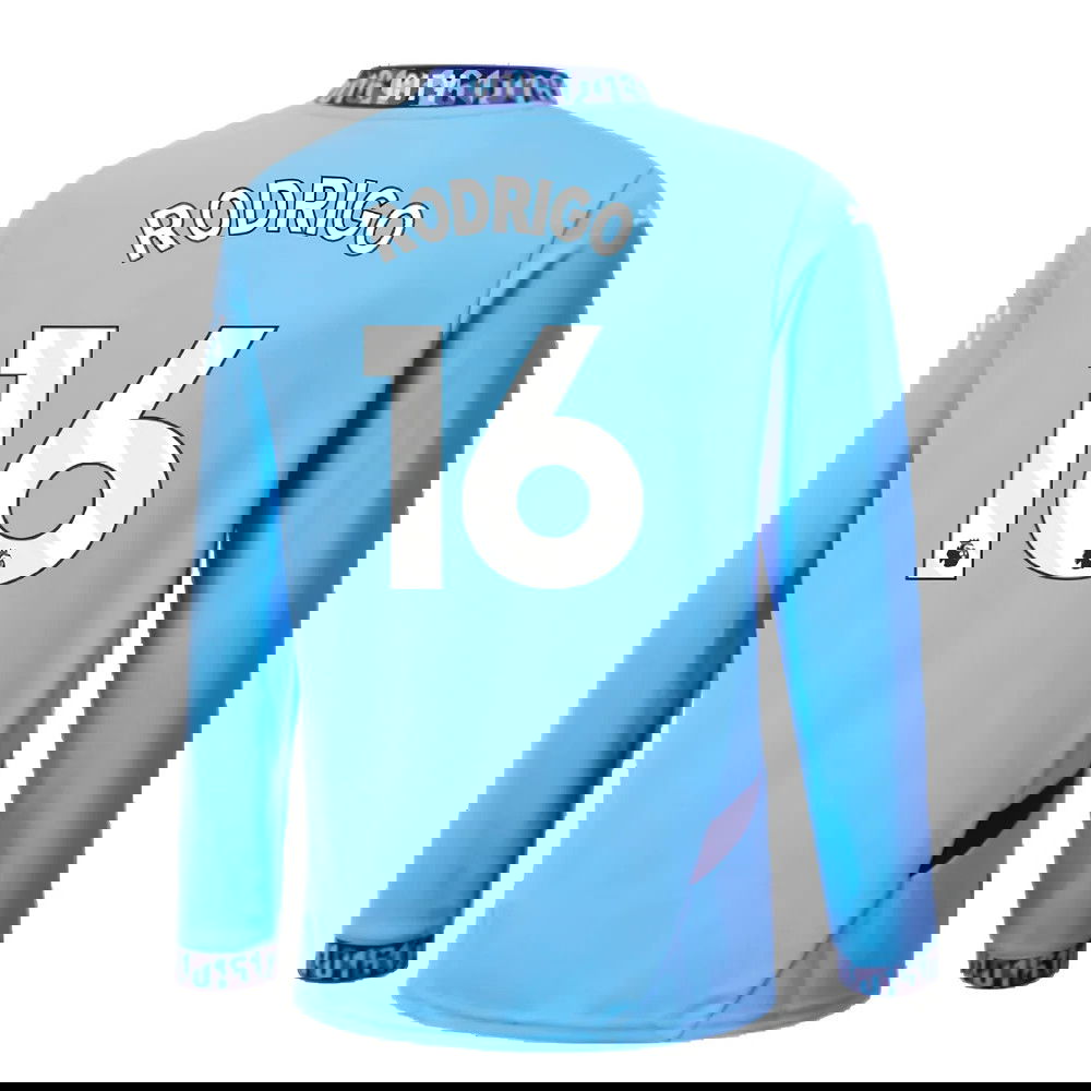 2024-2025 Man City Home Long Sleeve Shirt (Kids) (Rodrigo 16)