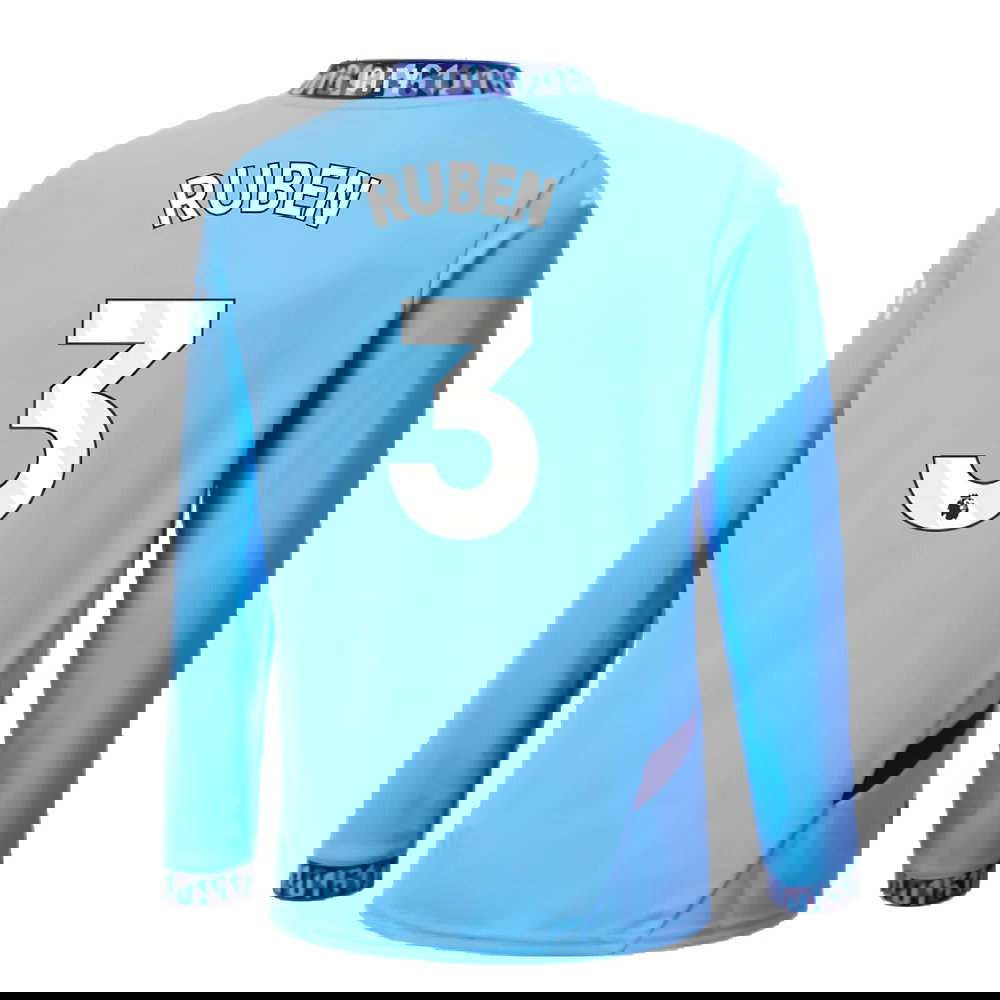 2024-2025 Man City Home Long Sleeve Shirt (Kids) (Ruben 3)