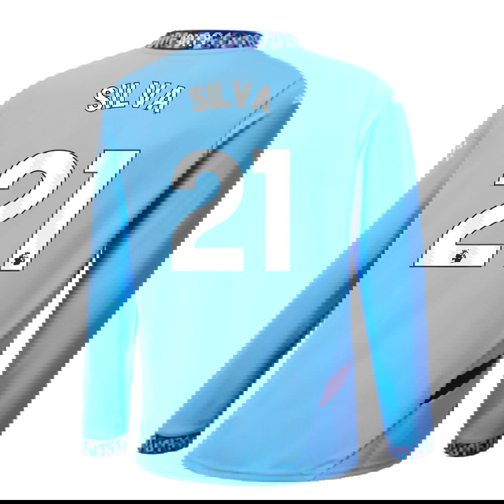 2024-2025 Man City Home Long Sleeve Shirt (Kids) (Silva 21)