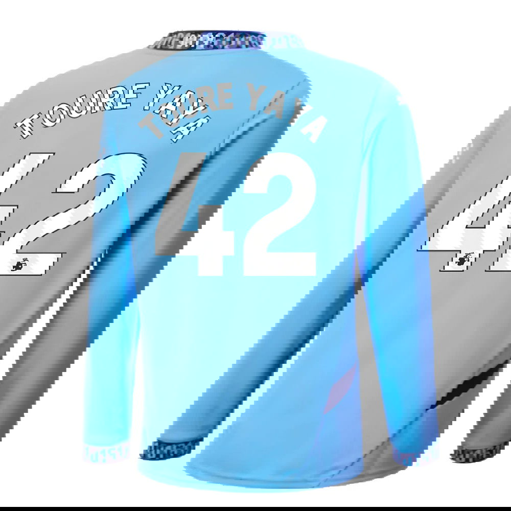 2024-2025 Man City Home Long Sleeve Shirt (Kids) (Toure Yaya 42)