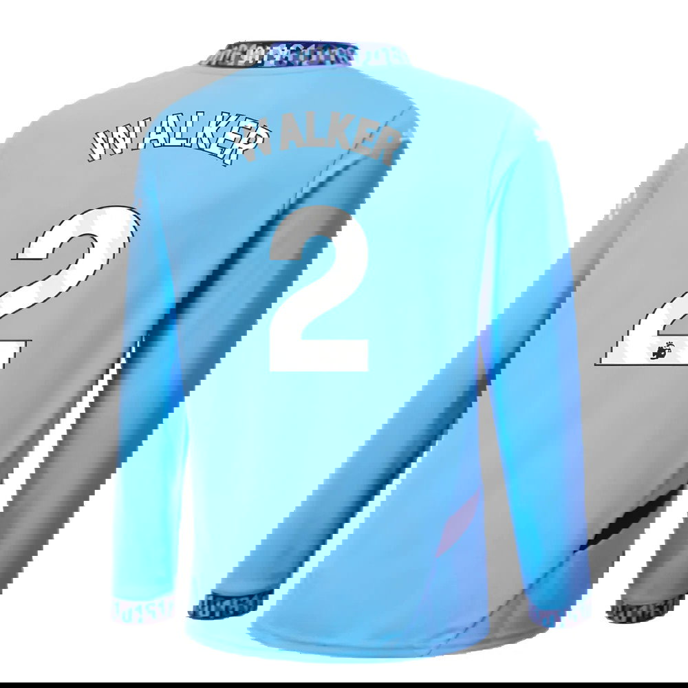 2024-2025 Man City Home Long Sleeve Shirt (Kids) (Walker 2)