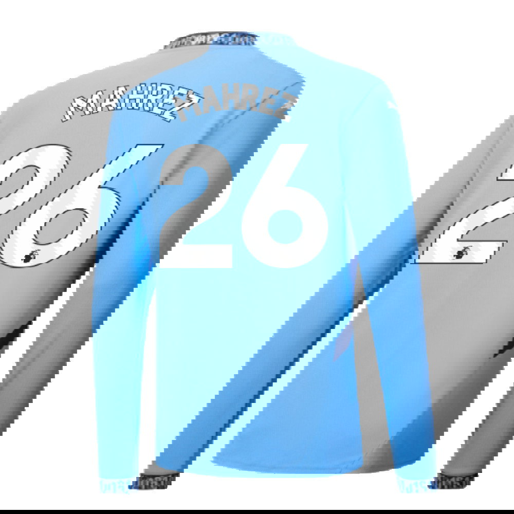 2024-2025 Man City Home Long Sleeve Shirt (Mahrez 26)