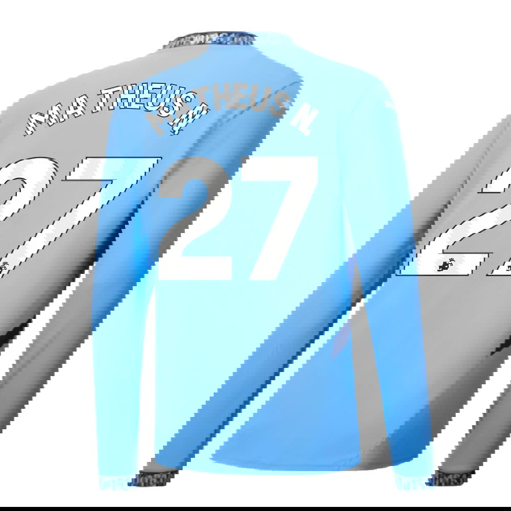 2024-2025 Man City Home Long Sleeve Shirt (Matheus N. 27)