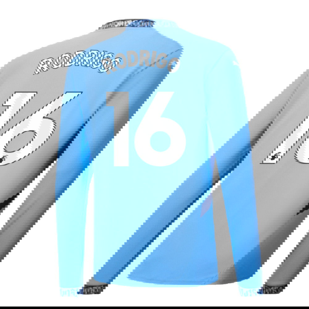 2024-2025 Man City Home Long Sleeve Shirt (Rodrigo 16)