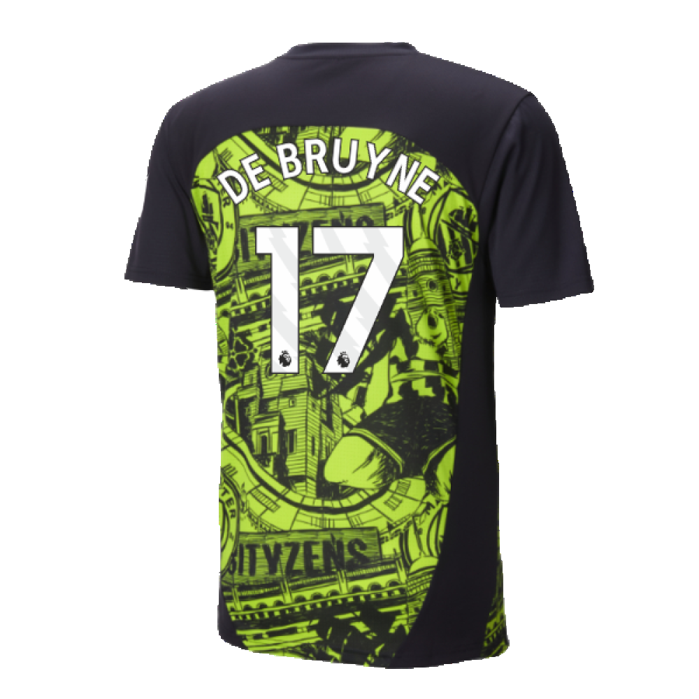 2024-2025 Man City Pre-Match Shirt (Yellow Glow) - Kids (De Bruyne 17)