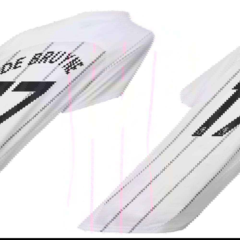 2024-2025 Man City Prematch SS Jersey (White) - Kids (De Bruyne 17)