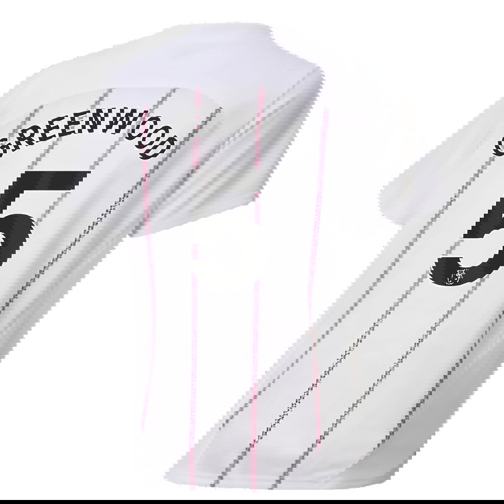 2024-2025 Man City Prematch SS Jersey (White) - Kids (Greenwood 5)