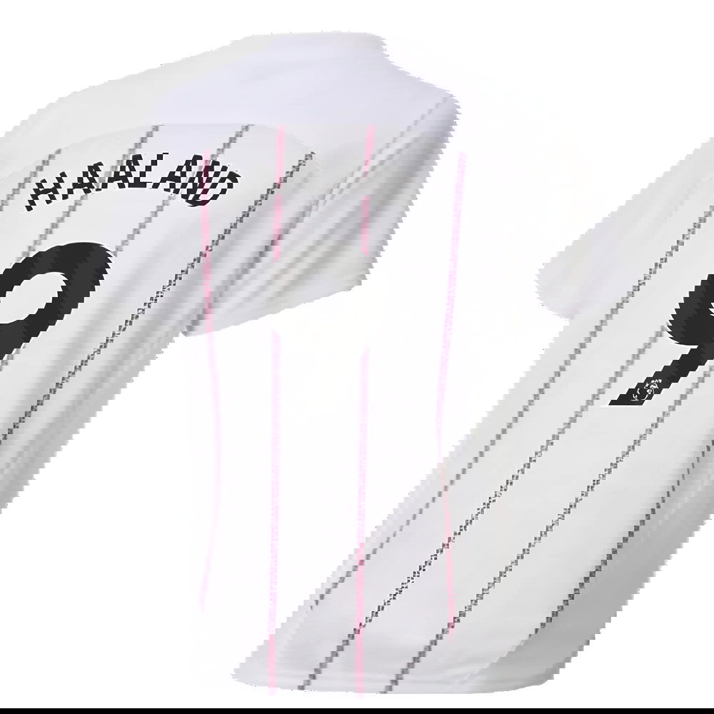 2024-2025 Man City Prematch SS Jersey (White) - Kids (Haaland 9)