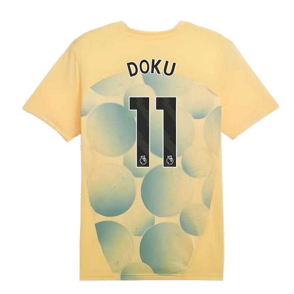 2024-2025 Man City Prematch SS Shirt (Flaxen) - Kids (Doku 11)
