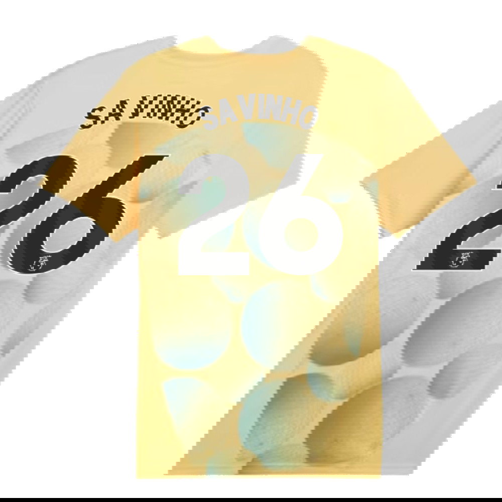 2024-2025 Man City Prematch SS Shirt (Flaxen) (Savinho 26)