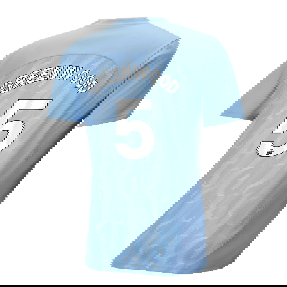 2024-2025 Man City Prematch SS Shirt (Light Blue) (Greenwood 5)