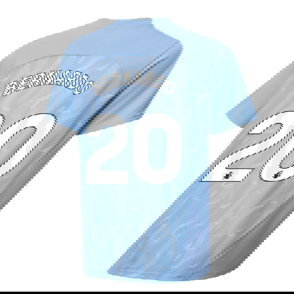 2024-2025 Man City Prematch SS Shirt (Light Blue) - Kids (Bernardo 20)