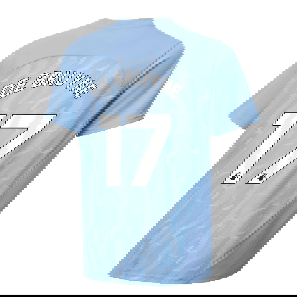 2024-2025 Man City Prematch SS Shirt (Light Blue) - Kids (De Bruyne 17)