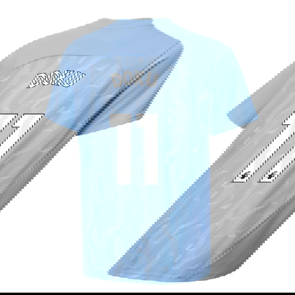 2024-2025 Man City Prematch SS Shirt (Light Blue) - Kids (Doku 11)