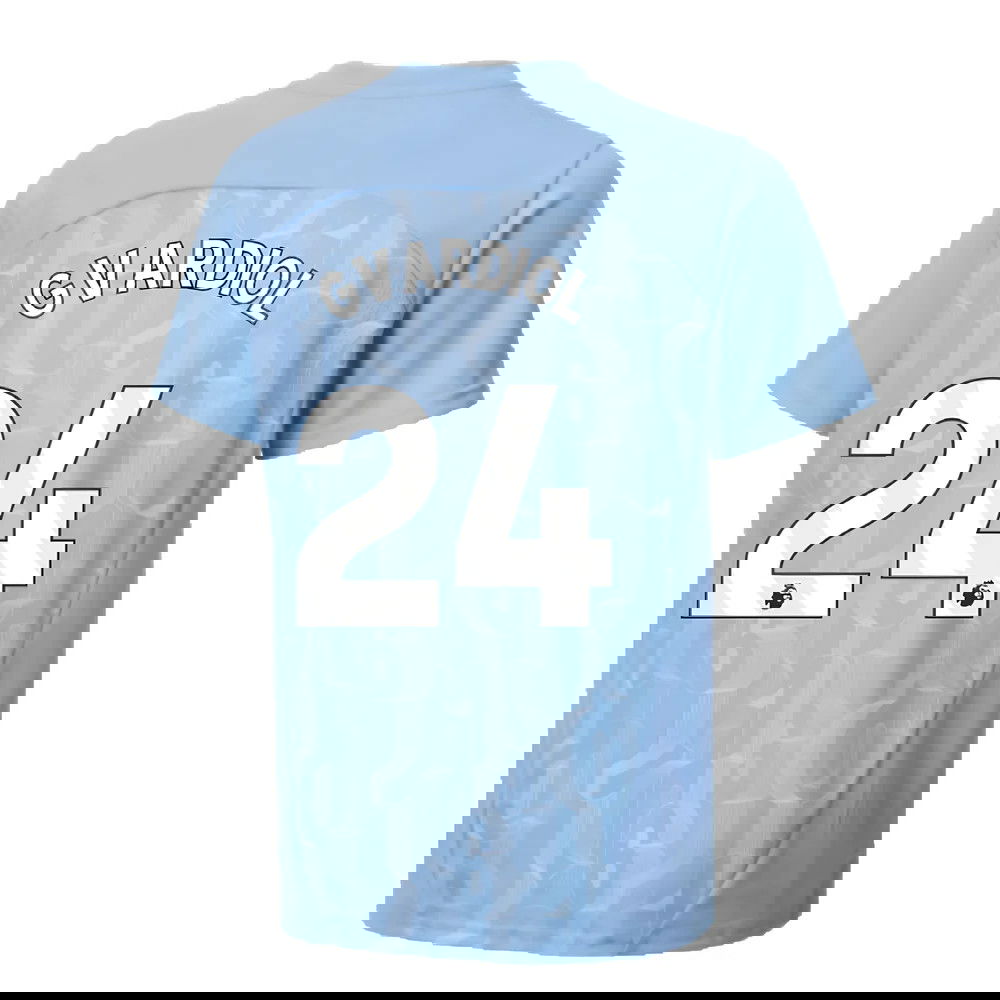 2024-2025 Man City Prematch SS Shirt (Light Blue) - Kids (Gvardiol 24)