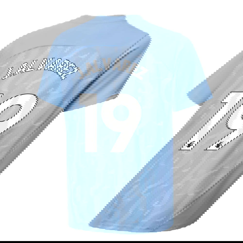 2024-2025 Man City Prematch SS Shirt (Light Blue) - Kids (J.Alvarez 19)