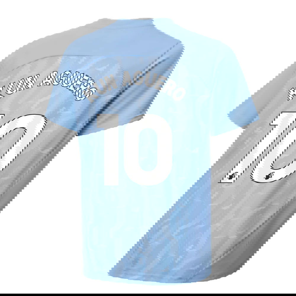 2024-2025 Man City Prematch SS Shirt (Light Blue) - Kids (Kun Aguero 10)