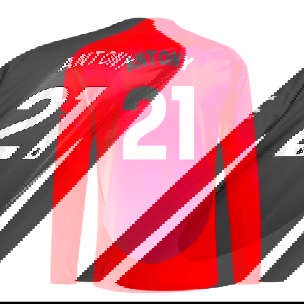 2024-2025 Man Utd Authentic Long Sleeve Home Shirt (Antony 21)