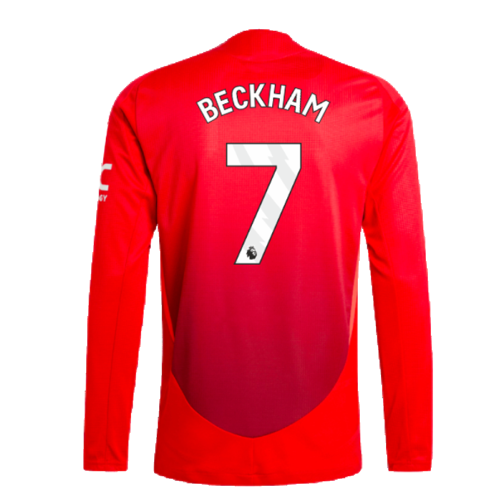 2024-2025 Man Utd Authentic Long Sleeve Home Shirt (Beckham 7)