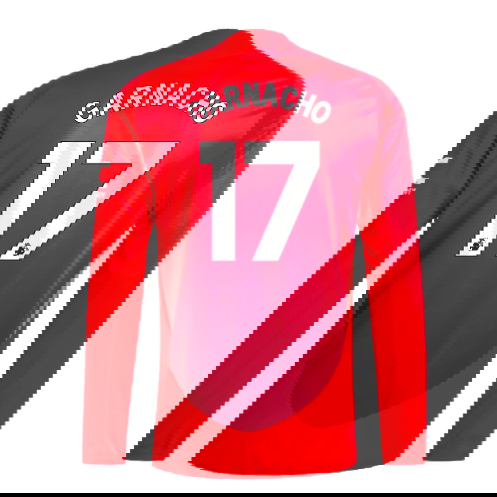 2024-2025 Man Utd Authentic Long Sleeve Home Shirt (Garnacho 17)