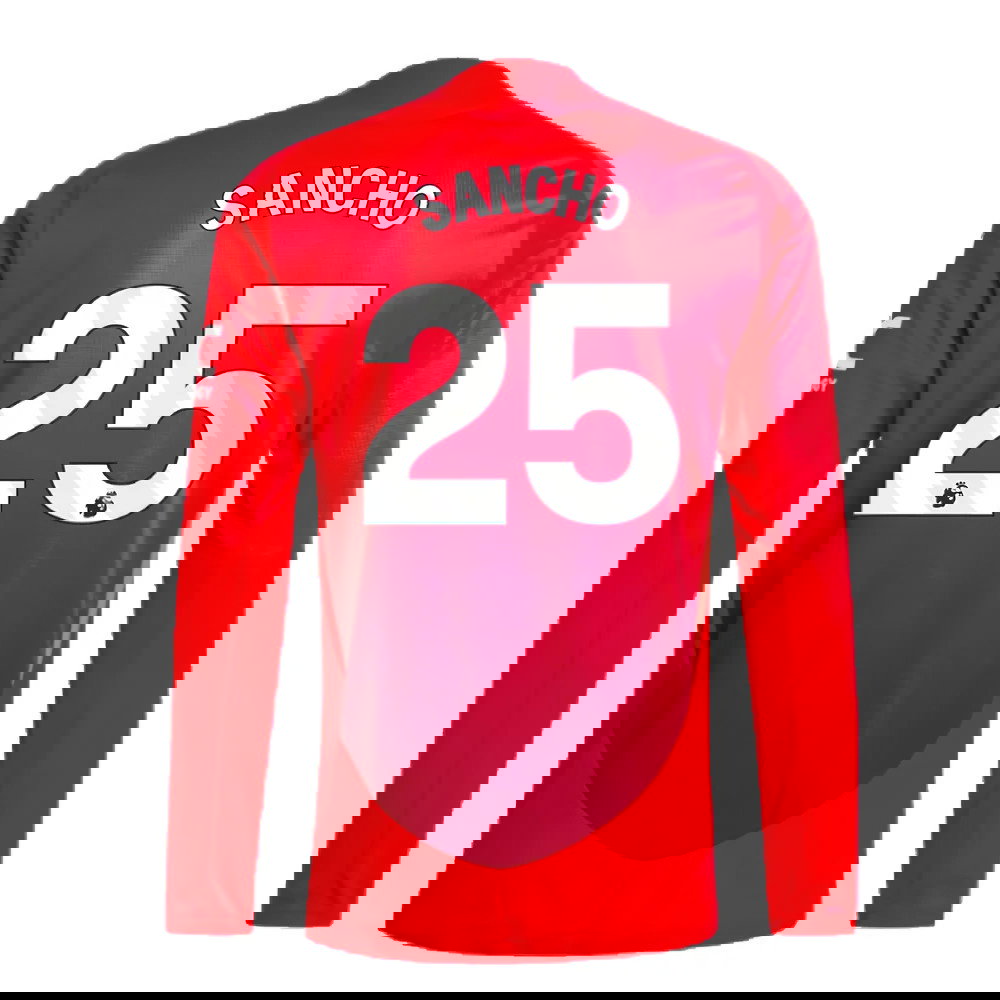 2024-2025 Man Utd Authentic Long Sleeve Home Shirt (Sancho 25)