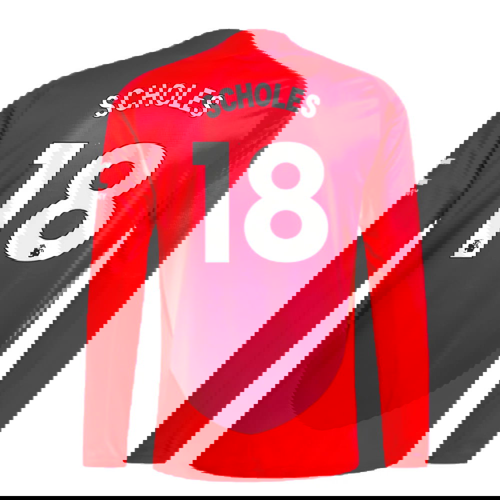 2024-2025 Man Utd Authentic Long Sleeve Home Shirt (Scholes 18)