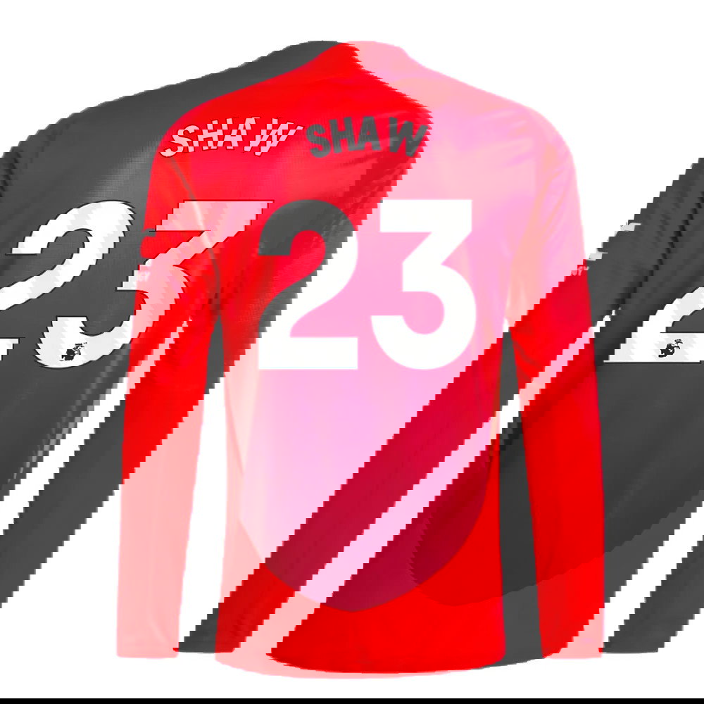 2024-2025 Man Utd Authentic Long Sleeve Home Shirt (Shaw 23)