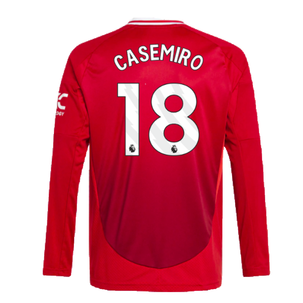 2024-2025 Man Utd Long Sleeve Home Shirt (Kids) (Casemiro 18)
