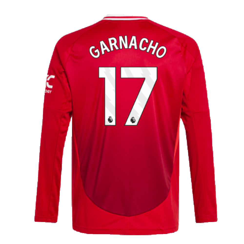 2024-2025 Man Utd Long Sleeve Home Shirt (Kids) (Garnacho 17)