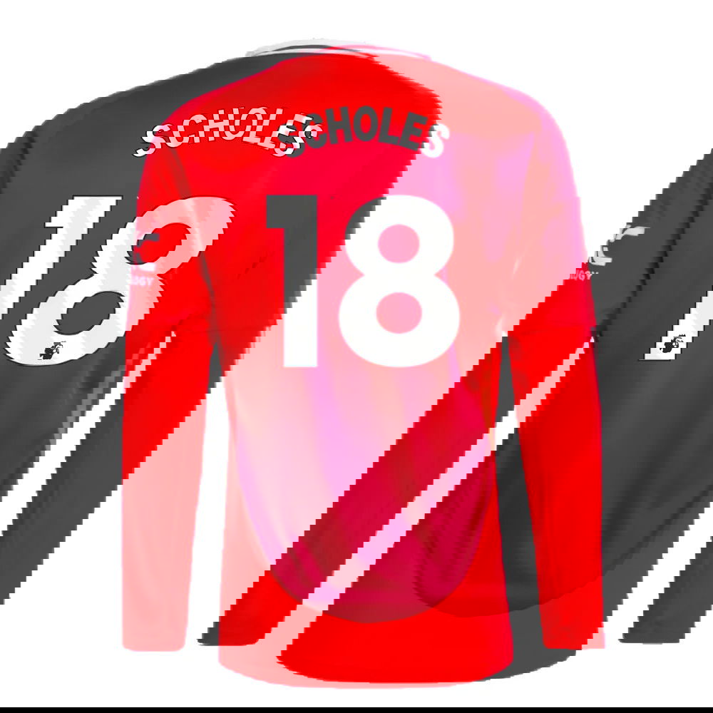 2024-2025 Man Utd Long Sleeve Home Shirt (Scholes 18)