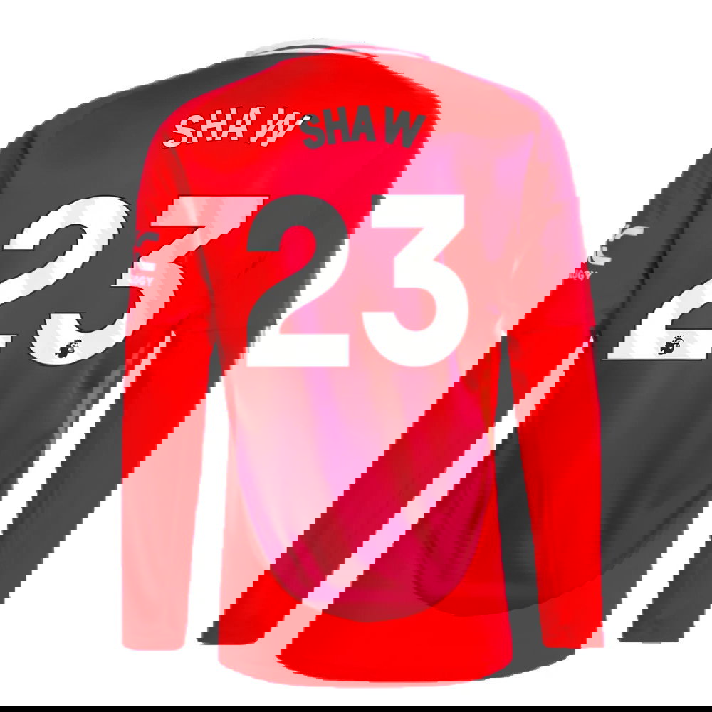 2024-2025 Man Utd Long Sleeve Home Shirt (Shaw 23)