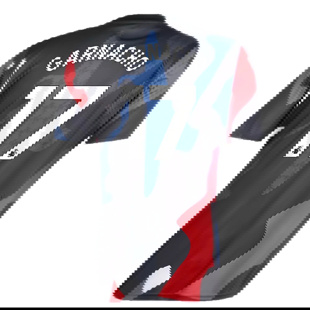 2024-2025 Man Utd Pre-Match Jersey (Black) (Garnacho 17)