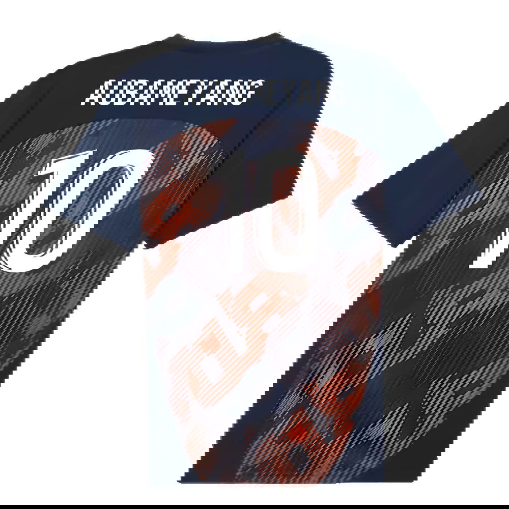 2024-2025 Marseille Pre-Match Shirt (Club Navy) (Aubameyang 10)