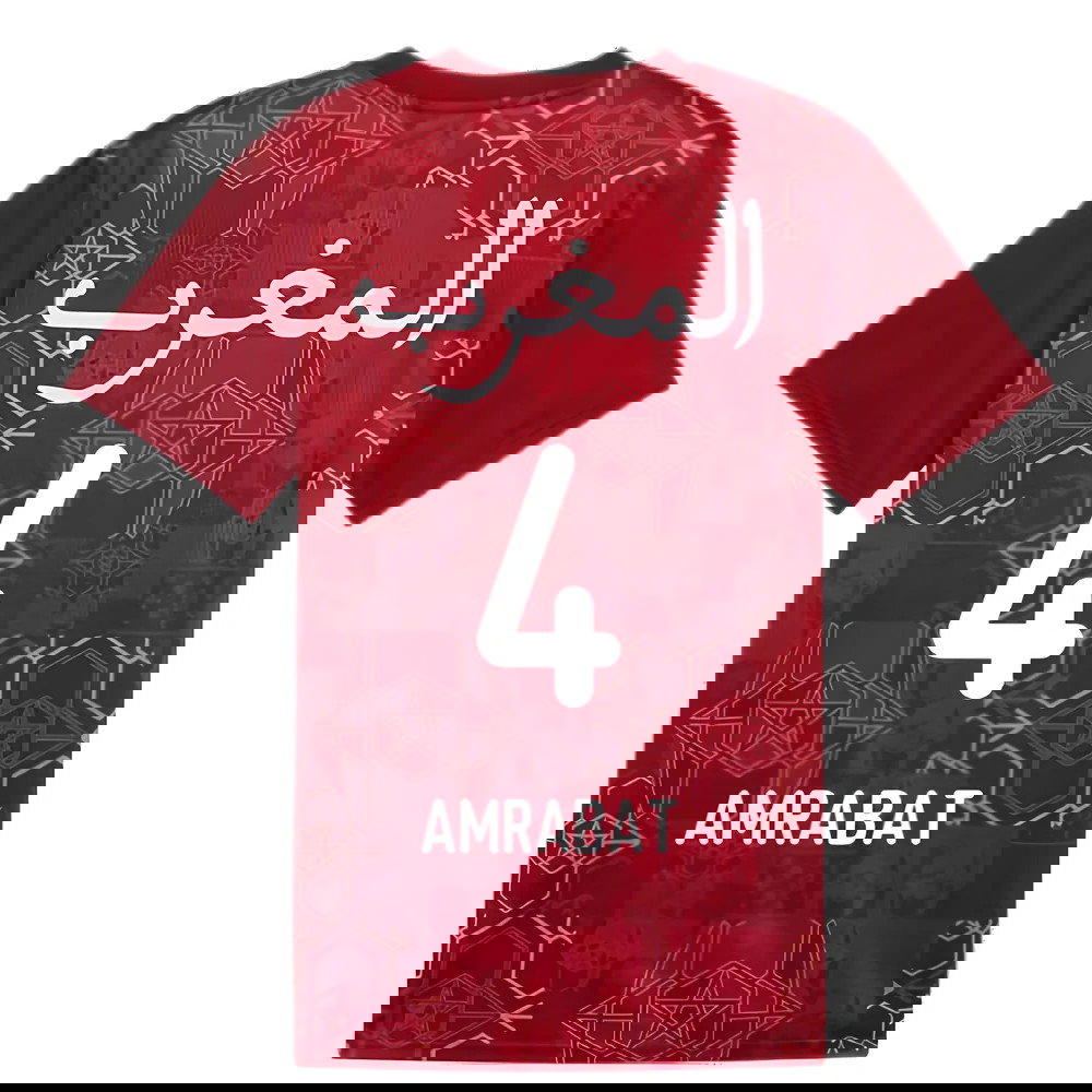 2024-2025 Morocco Prematch SS Jersey (Red) (Amrabat 4)