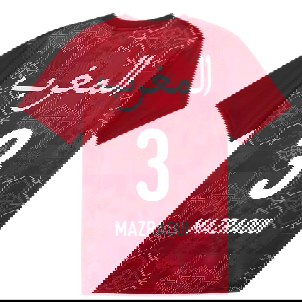 2024-2025 Morocco Prematch SS Jersey (Red) (Mazraoui 3)