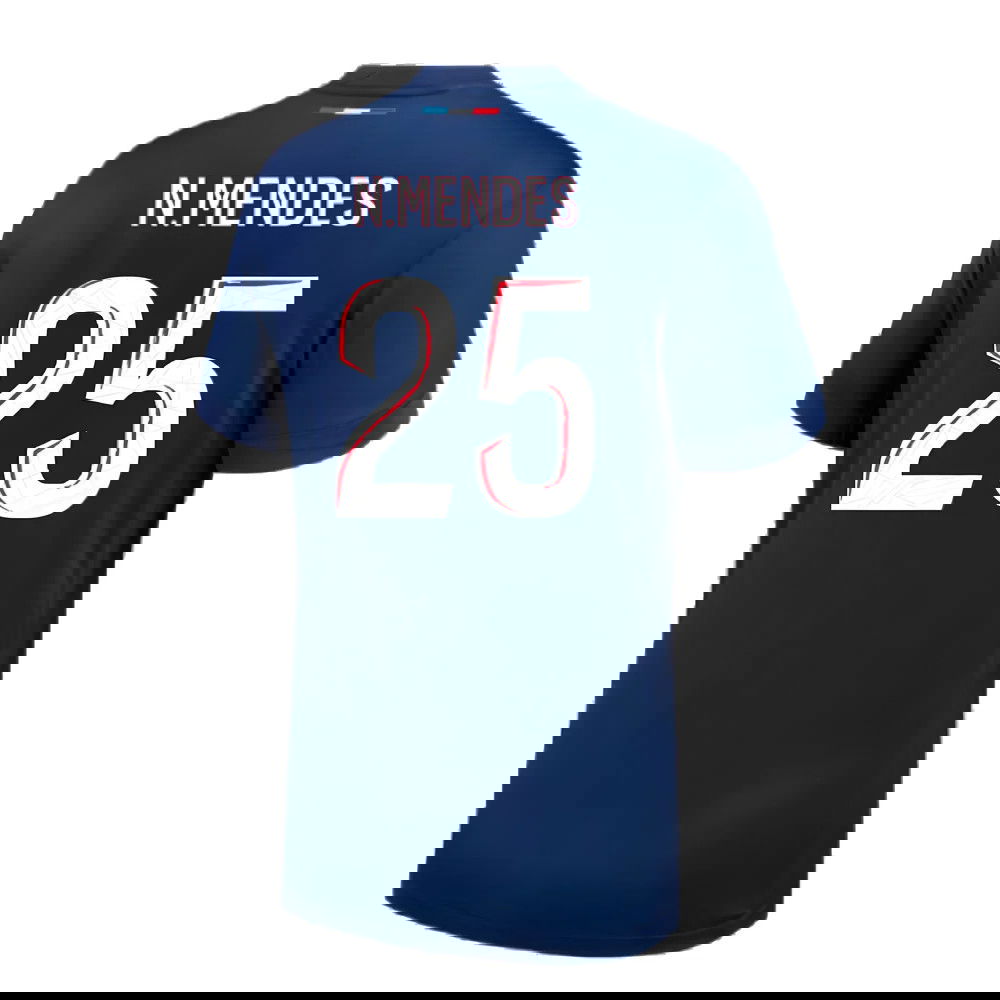 2024-2025 PSG Paris Saint Germain Home Shirt (N.Mendes 25)