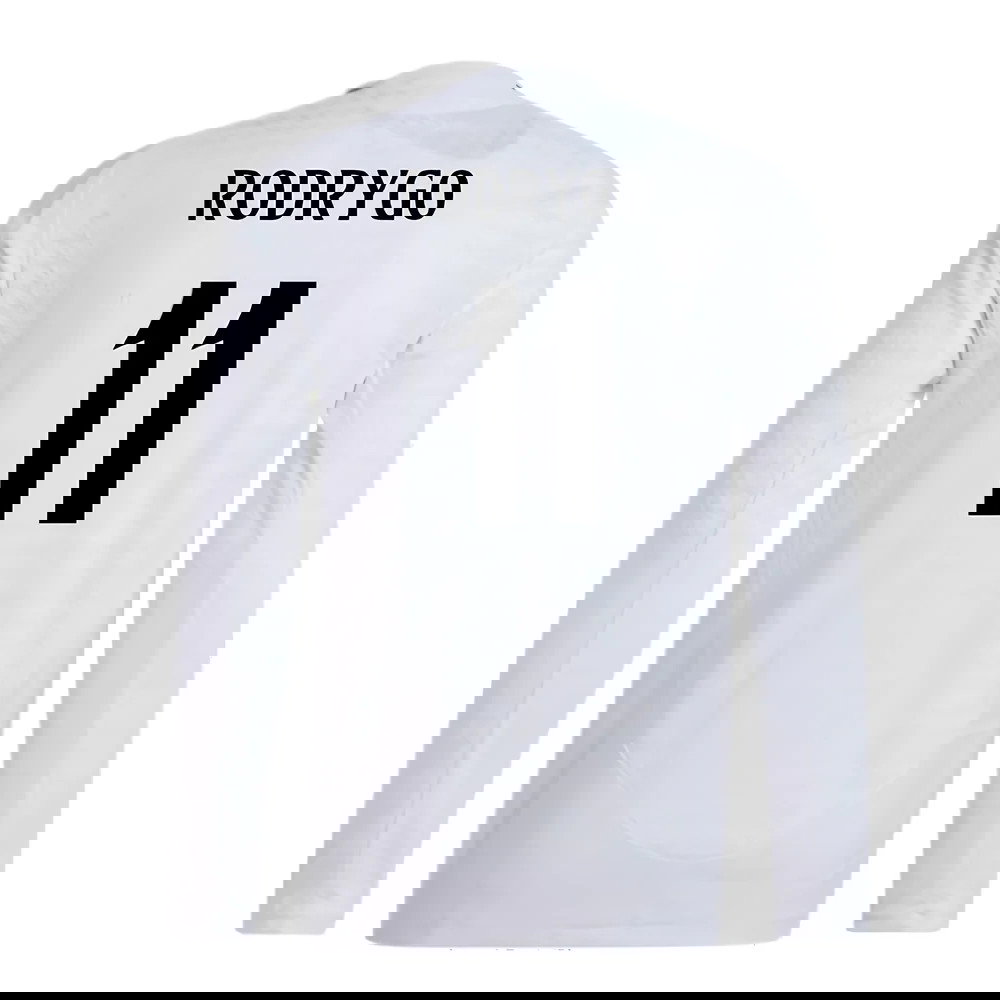 2024-2025 Real Madrid Authentic Long Sleeve Home Shirt (Rodrygo 11)