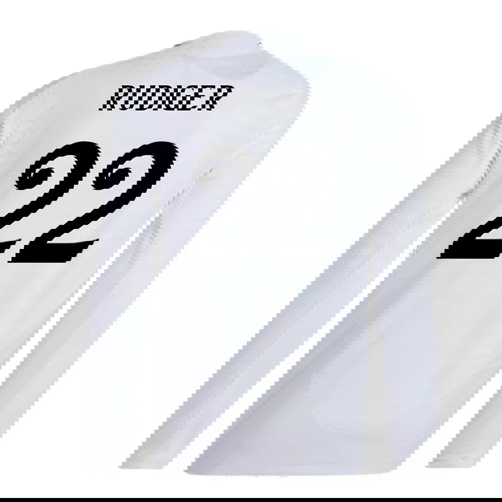 2024-2025 Real Madrid Authentic Long Sleeve Home Shirt (Rudiger 22)