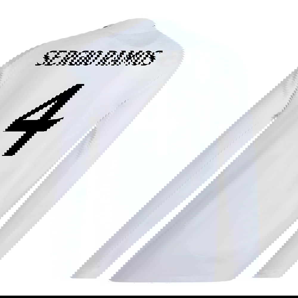 2024-2025 Real Madrid Authentic Long Sleeve Home Shirt (Sergio Ramos 4)