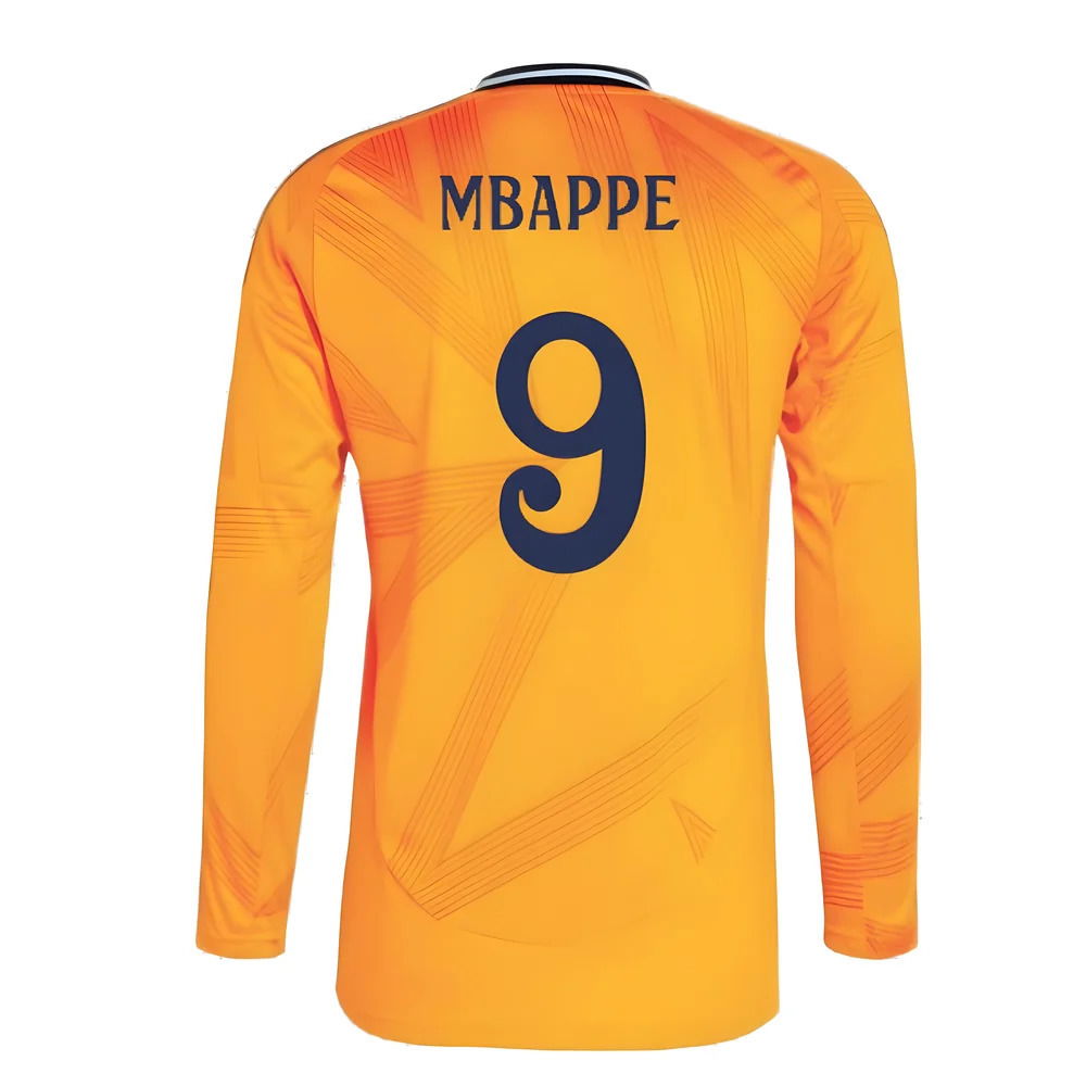 2024-2025 Real Madrid Long Sleeve Away Shirt (Mbappe 9)