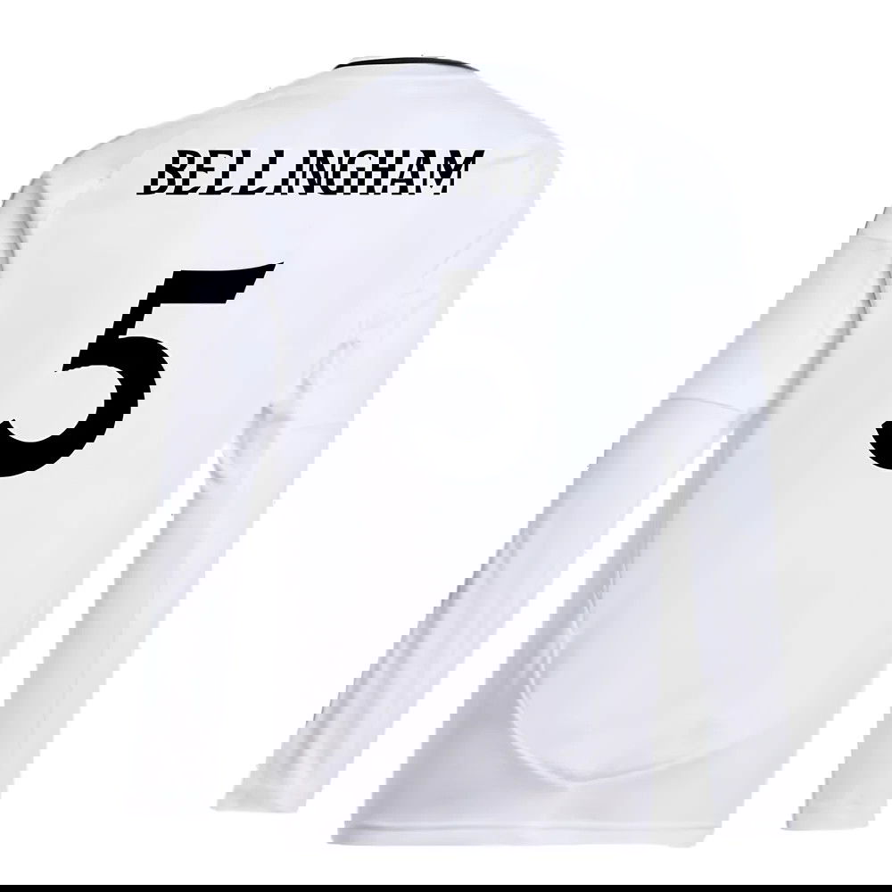 2024-2025 Real Madrid Long Sleeve Home Shirt (Kids) (Bellingham 5)