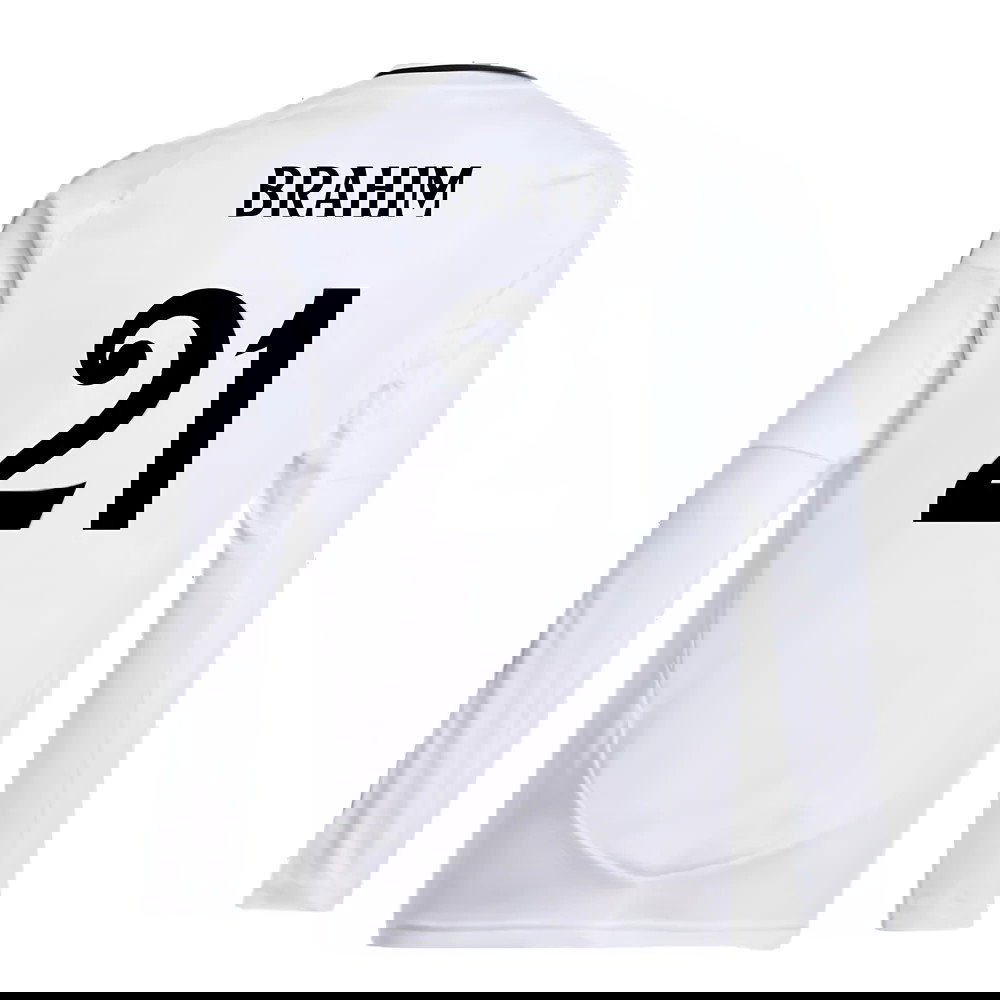 2024-2025 Real Madrid Long Sleeve Home Shirt (Kids) (Brahim 21)