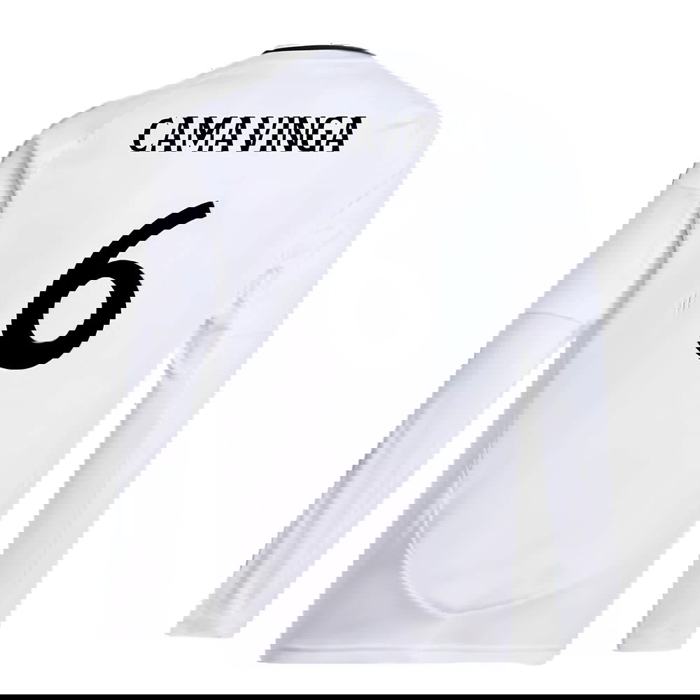 2024-2025 Real Madrid Long Sleeve Home Shirt (Kids) (Camavinga 6)