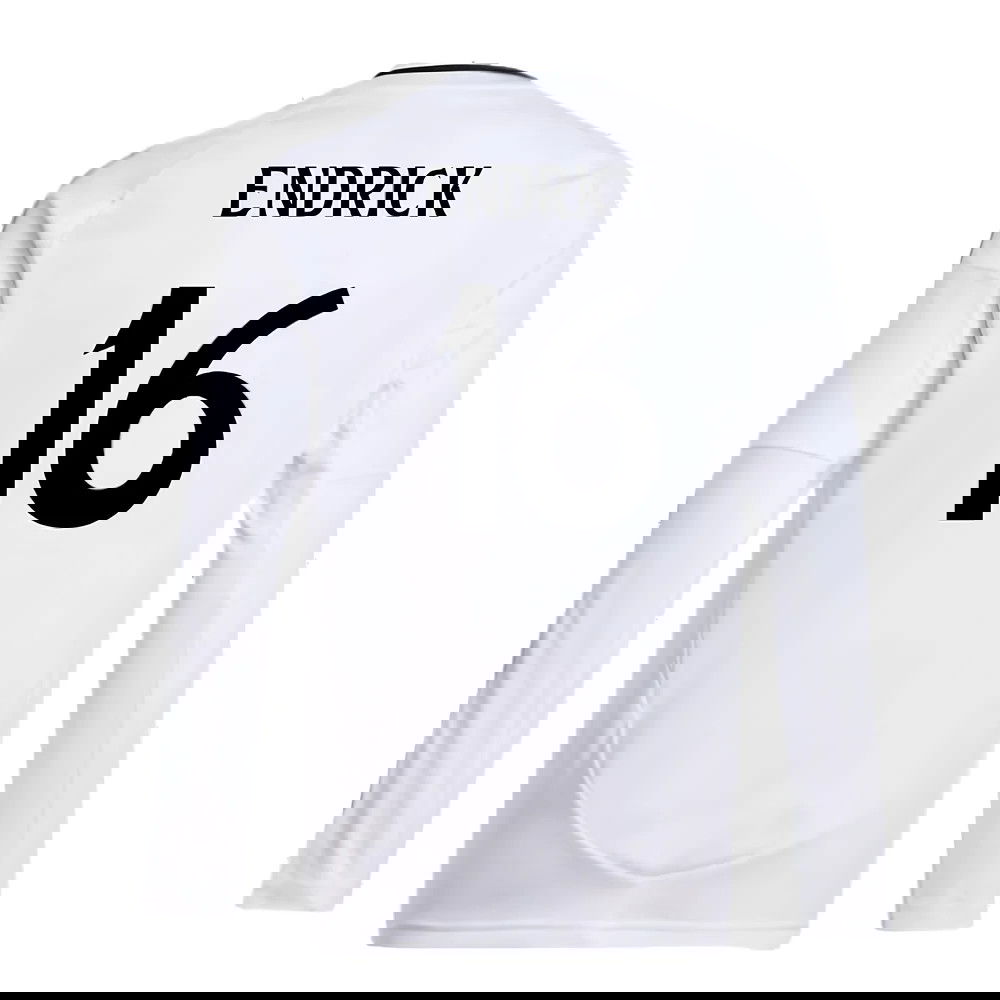 2024-2025 Real Madrid Long Sleeve Home Shirt (Kids) (Endrick 16)