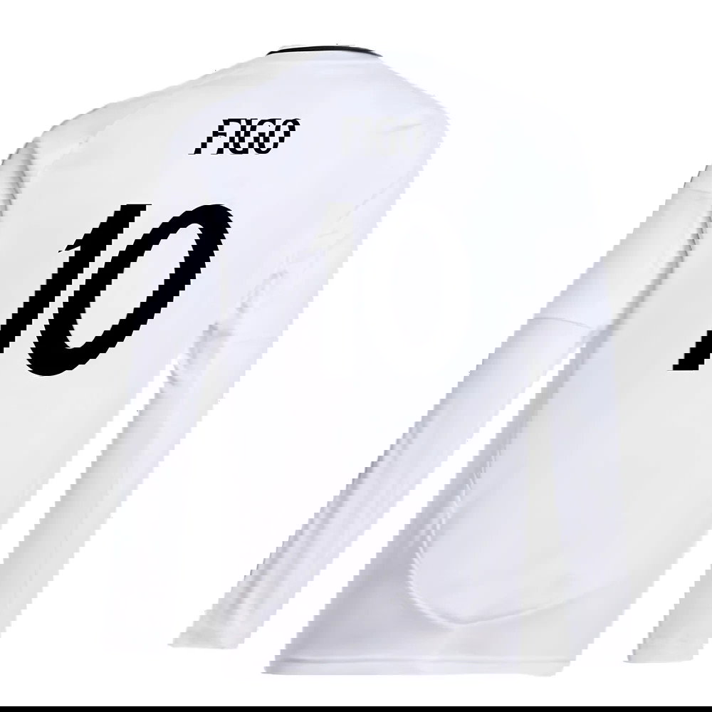 2024-2025 Real Madrid Long Sleeve Home Shirt (Kids) (Figo 10)