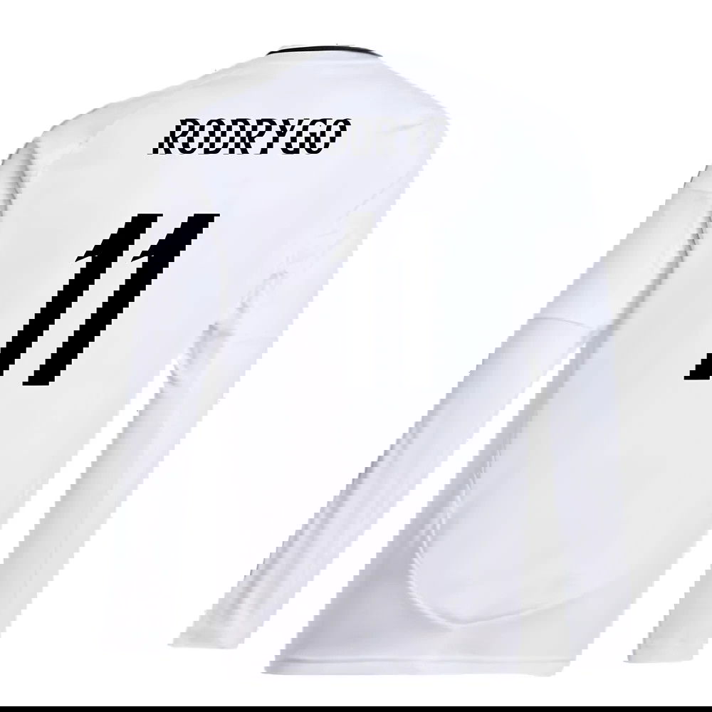 2024-2025 Real Madrid Long Sleeve Home Shirt (Kids) (Rodrygo 11)
