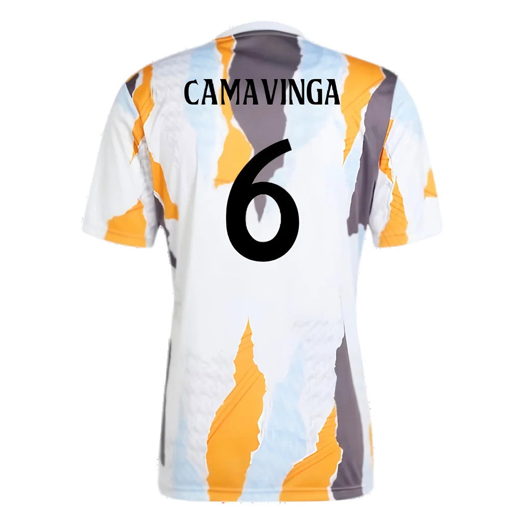 2024-2025 Real Madrid Pre-Match Shirt (White/Crew Orange) (Camavinga 6)