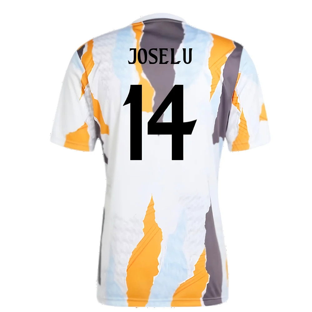 2024-2025 Real Madrid Pre-Match Shirt (White/Crew Orange) (Joselu 14)